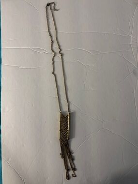 Gold Chevron Tassel Pendant Necklace - Women Jewelry